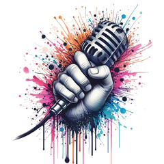 hand with microphone