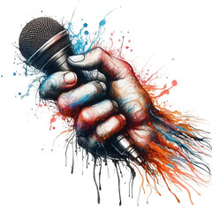hand with microphone