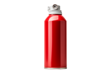 Red spray can isolated on black background.