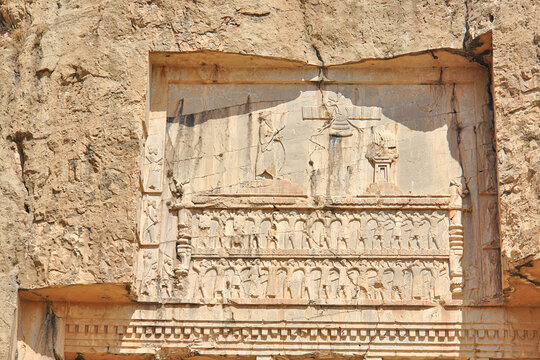 Naqsh-e Rostam  necropolis  of Persepolis in Fars Province with tomb of Xerxes I, Iran