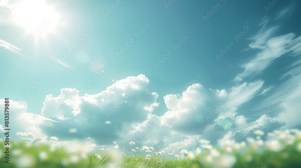 Poster Cloudless sky background. Depth of field. Bokeh. Clean and bright. Generative AI.
