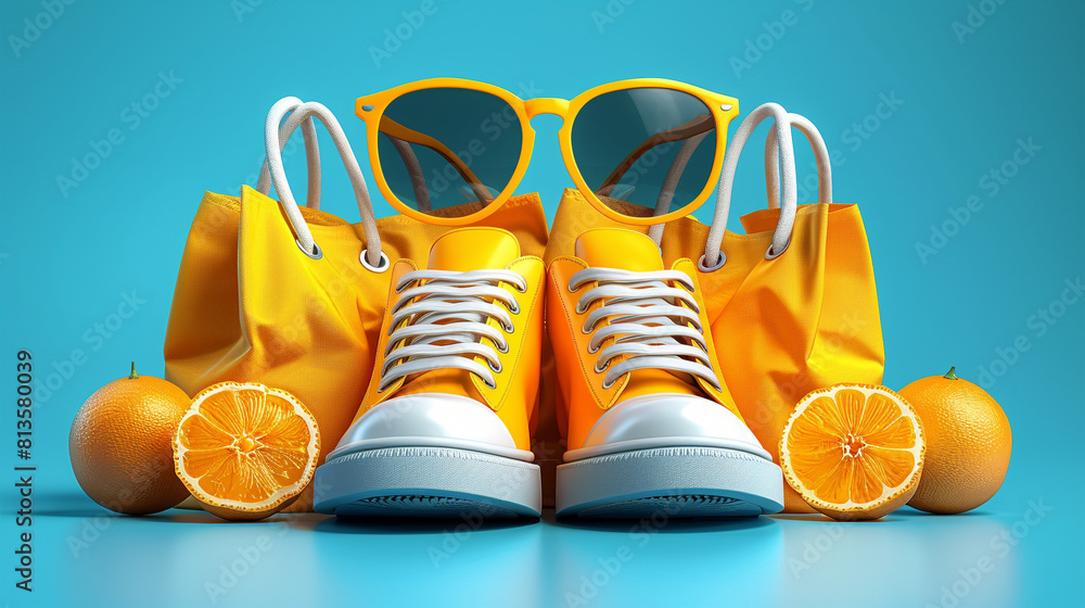 Sticker orange shoes and sunglasses