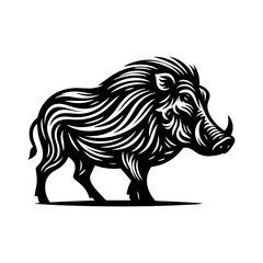 Desert Sentinel: Vector Warthog Silhouette, Symbolizing Vigilance and Survival- Illustration of Warthog- Minimalist Warthog Vector.