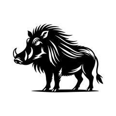 Desert Sentinel: Vector Warthog Silhouette, Symbolizing Vigilance and Survival- Illustration of Warthog- Minimalist Warthog Vector.