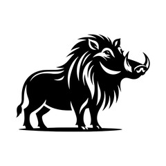 Desert Sentinel: Vector Warthog Silhouette, Symbolizing Vigilance and Survival- Illustration of Warthog- Minimalist Warthog Vector.