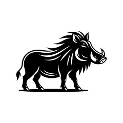 Desert Sentinel: Vector Warthog Silhouette, Symbolizing Vigilance and Survival- Illustration of Warthog- Minimalist Warthog Vector.