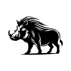 Desert Sentinel: Vector Warthog Silhouette, Symbolizing Vigilance and Survival- Illustration of Warthog- Minimalist Warthog Vector.
