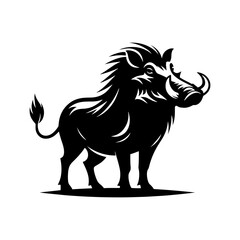 Desert Sentinel: Vector Warthog Silhouette, Symbolizing Vigilance and Survival- Illustration of Warthog- Minimalist Warthog Vector.