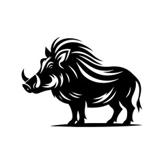 Desert Sentinel: Vector Warthog Silhouette, Symbolizing Vigilance and Survival- Illustration of Warthog- Minimalist Warthog Vector.