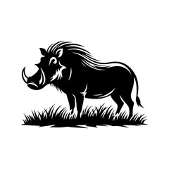Desert Sentinel: Vector Warthog Silhouette, Symbolizing Vigilance and Survival- Illustration of Warthog- Minimalist Warthog Vector.