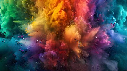 Holi celebration with colored powder explosion