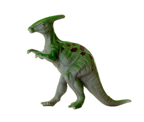 Obraz premium Parasaurolophus dinosaur toy, herbivorous reptile from the jurassic and cretaceous eras.