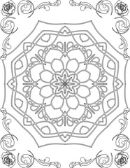 Printable Mandala Coloring Page for Adults. Educational Resources for School for Kids. Adults Coloring Book. Mandala Coloring Activity Worksheet.