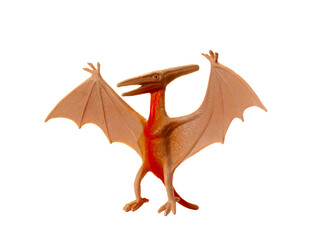 Plastic model of a pterosaur, a flying dinosaur, showcased against a clean white background © Antonio Gravante