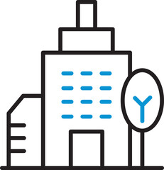Urban Building and Tree Line Art