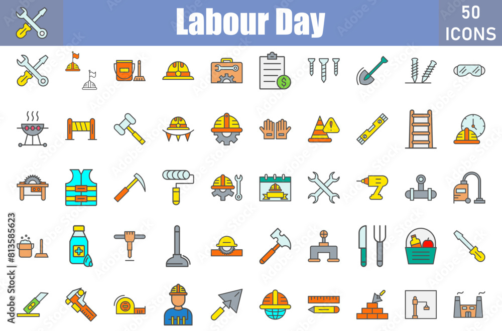 Wall mural Labour Day Icons Set.Web and mobile icons.Vector illustration