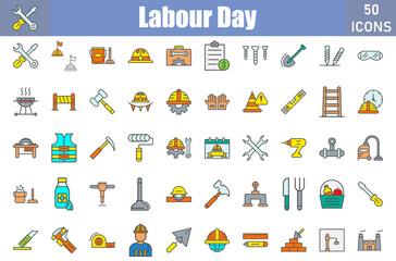 Labour Day Icons Set.Web and mobile icons.Vector illustration