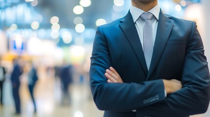Successful CEO at a Business Fair, Successful CEO, business fair, blurred exhibition, portrait