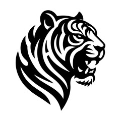 Jungle Sovereign: Vector Tiger Silhouette, Embodiment of Power and Majesty- Minimalist Tiger Vector- Tiger Illustration.