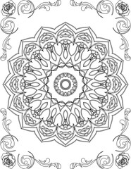Printable Mandala Coloring Page for Adults. Educational Resources for School for Kids. Adults Coloring Book. Mandala Coloring Activity Worksheet.