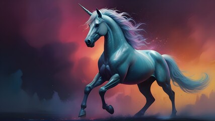 Naklejka premium horse in the night