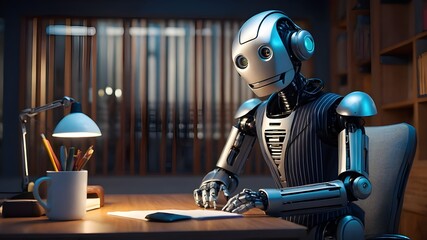 Fototapeta premium robot with headphones