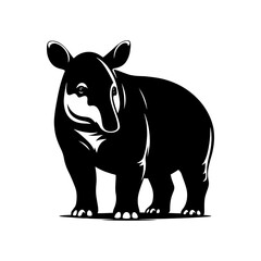Dappled Wanderer: Vector Tapir Silhouette- Emblem of Forest Mystery and Gentleness- Illustration of Tapir- Minimalist Tapir Vector.