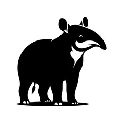 Dappled Wanderer: Vector Tapir Silhouette- Emblem of Forest Mystery and Gentleness- Illustration of Tapir- Minimalist Tapir Vector.