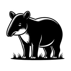 Dappled Wanderer: Vector Tapir Silhouette- Emblem of Forest Mystery and Gentleness- Illustration of Tapir- Minimalist Tapir Vector.