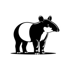 Dappled Wanderer: Vector Tapir Silhouette- Emblem of Forest Mystery and Gentleness- Illustration of Tapir- Minimalist Tapir Vector.