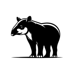 Dappled Wanderer: Vector Tapir Silhouette- Emblem of Forest Mystery and Gentleness- Illustration of Tapir- Minimalist Tapir Vector.