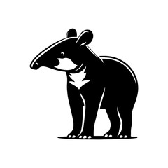 Dappled Wanderer: Vector Tapir Silhouette- Emblem of Forest Mystery and Gentleness- Illustration of Tapir- Minimalist Tapir Vector.