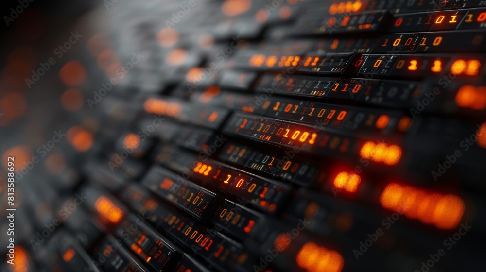 Poster futuristic artificial intelligence concept with red data lights