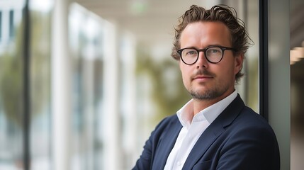 Fototapeta premium Dutch Businessman in Plain Background Setting, Perfect, Dutch businessman, plain background, setting