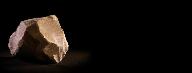 Orthoclase fossil mineral stone. Geological crystalline fossil. Dark background close-up.