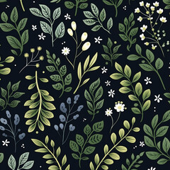 Fototapeta premium Botanic seamless pattern with random vintage 