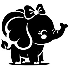 Baby Elephant Vector Illustrations for Girl and Boy Baby Shower, Cute Nursery Animal Art