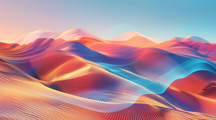 abstract desert mirage with a blue sky in the background