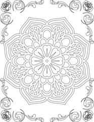 Printable Mandala Coloring Page for Adults. Educational Resources for School for Kids. Adults Coloring Book. Mandala Coloring Activity Worksheet.