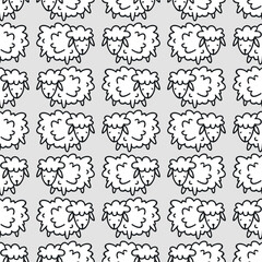 Obraz premium Seamless pattern with funny sheep. Print for textile, wallpaper, covers, surface. For fashion fabric in doodle style