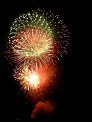 Vertical shot of fireworks on a black background