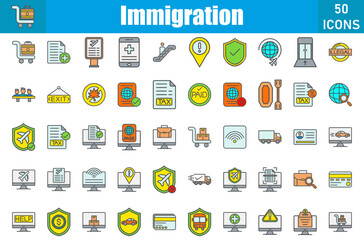 Immigration Icons Set.Web and mobile icons.Vector illustration