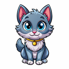 grey cat with a smile