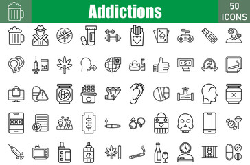Addictions Icons Set.Web and mobile icons.Vector illustration