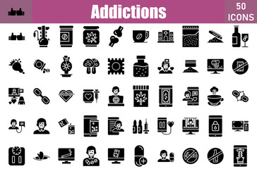 Addictions Icons Set.Web and mobile icons.Vector illustration