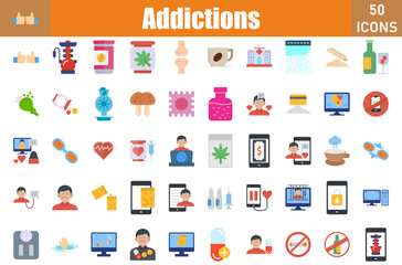 Addictions Icons Set.Web and mobile icons.Vector illustration