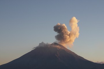 Popocatepetl mexico volcanic  activity sunset