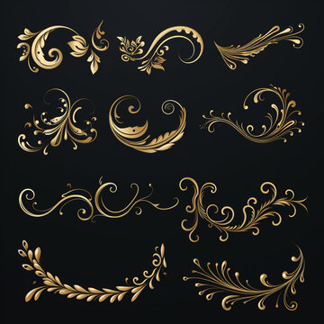 Calligraphic decorative elements. Set of design