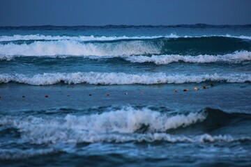 Splashing and rolling waves of the sea