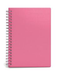 Pink spiral notebook mockup isolated on white background
